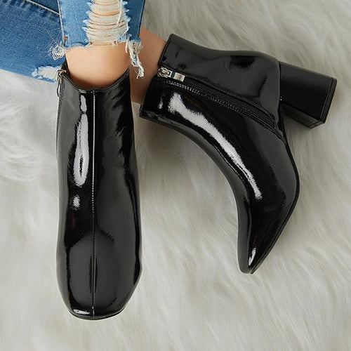 Lydiashoes Women's Winter Warm Patent Leather Shiny Pointed Boots