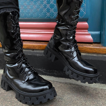 Load image into Gallery viewer, Lydiashoes Round Toe Lace Up Low Heel Combat Boots