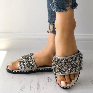 lydiashoes Sequins Shiny Peep Toe Slippers