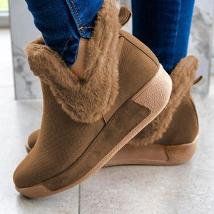 Lydiashoes Soft Faux Suede Fur Ankle Boots