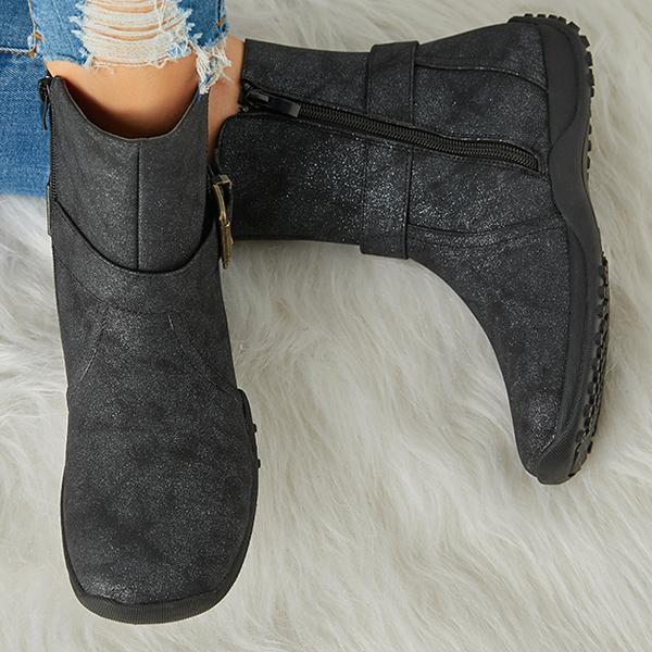 Lydiashoes Women's Winter Warm Zipper Flat Snow Boots