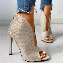 Load image into Gallery viewer, Lydiashoes Studded Detail Peep Toe Thin High Heels