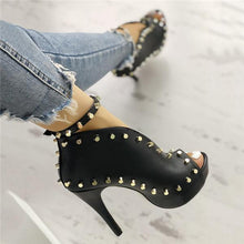 Load image into Gallery viewer, Lydiashoes  Rivet Embellished Hollow Out Buckle High Heeled Sandals