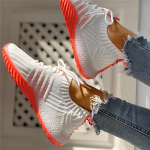 Lydiashoes Colorblock Knitted Breathable Lace-Up Sneakers