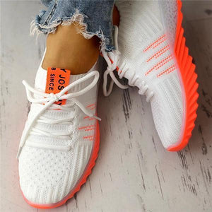 Lydiashoes Colorblock Knitted Breathable Lace-Up Sneakers