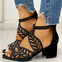 Load image into Gallery viewer, Lydiashoes Women Elegant Hollow Out Peep Toe Heel Sandals