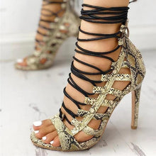 Load image into Gallery viewer, Lydiashoes Open Toed Lace-Up Thin Heeled Sandals