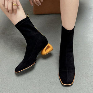 Lydiashoes Women Square Toe Block Heels Boots
