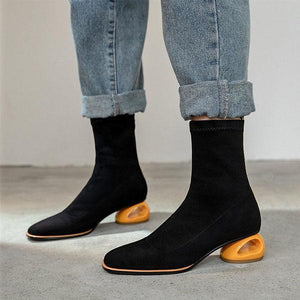 Lydiashoes Women Square Toe Block Heels Boots