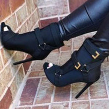 Load image into Gallery viewer, Lydiashoes Back Zip Peep Toe Stiletto Heel Ankle Boots