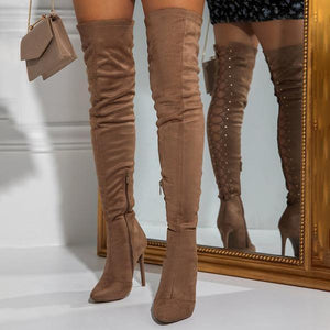 Lydiashoes Over The Knee Lace Up Back Boots