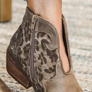 Lydiashoes Leopard Side Zipper Ankle Boots