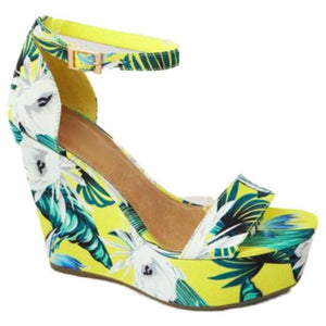Lydiashoes Printed Tropical Style Platform Sandals
