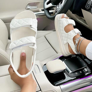 Lydiashoes Fashion Diamond Pattern Velcro Sandals