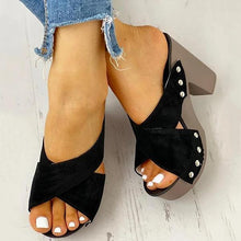 Load image into Gallery viewer, Lydiashoes Crisscross Design Chunky Heeled Slippers
