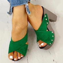 Load image into Gallery viewer, Lydiashoes Crisscross Design Chunky Heeled Slippers