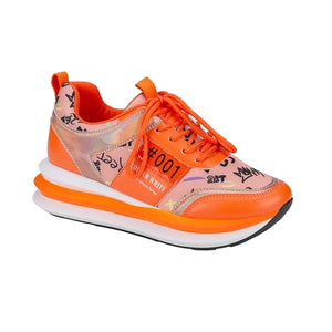 Lydiashoes Personalized Graffiti Stitching Orange Sneakers