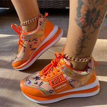 Load image into Gallery viewer, Lydiashoes Personalized Graffiti Stitching Orange Sneakers