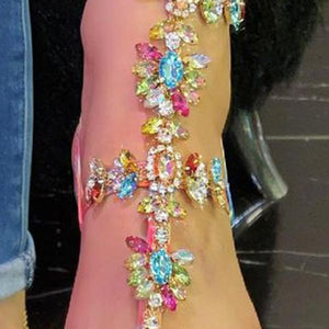 Lydiashoes Stylish Crystal Strap Lace-Up Sandals