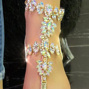 Lydiashoes Stylish Crystal Strap Lace-Up Sandals