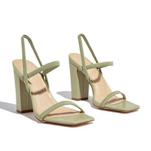 Load image into Gallery viewer, Lydiashoes Elastic Straps Squared Toe Chunky Heels