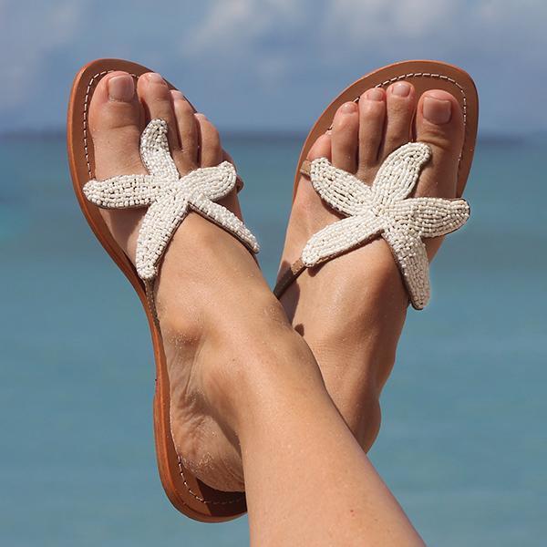 Lydiashoes Women Starfish Beach Flat Sandals