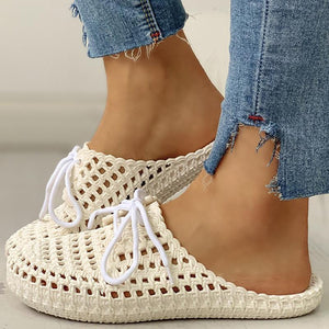 Lydiashoes Hollow Out Lace-Up Slippers For Women