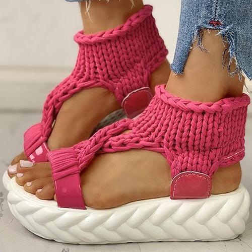 Lydiashoes Knitted Cutout Crisscross Muffin Sandals
