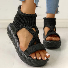Load image into Gallery viewer, Lydiashoes Knitted Cutout Crisscross Muffin Sandals