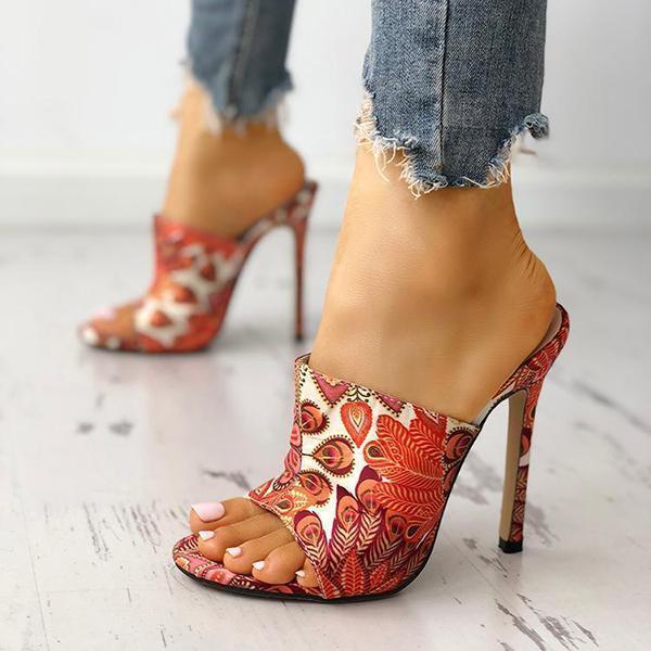 Lydiashoes Stylish Print High Heel Sandals