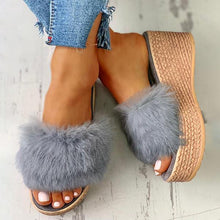 Load image into Gallery viewer, Lydiashoes Fluffy Platform Wedge Heeled Sandals
