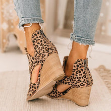 Load image into Gallery viewer, Lydiashoes Leopard Open Toe Wedges