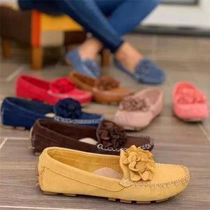 Lydiashoes Women Comfy Slip-On Flower Suede Loafers