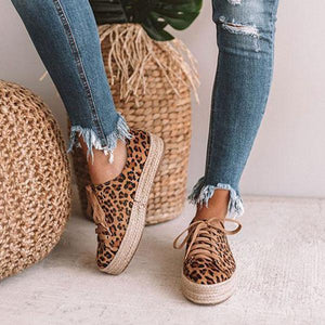 Lydiashoes Daily Leopard Lace-up Espadrille Sneakers