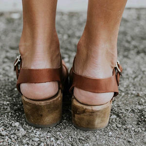 Lydiashoes Ankle Strap Chunky Heel Low Platform Sandals