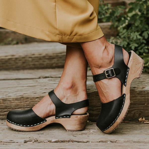 Lydiashoes Ankle Strap Chunky Heel Low Platform Sandals