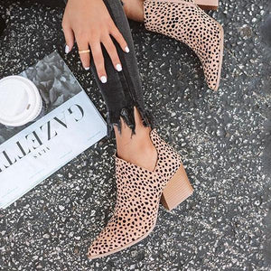Lydiashoes Fashion Stylish Pointed Toe Leopard Booties