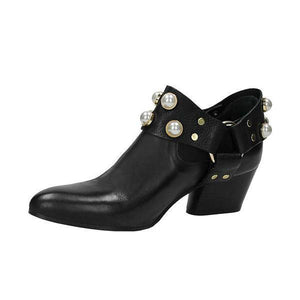 lydiashoes Pearl Pointed Toe Ankle Boties Slip-On Women Boots