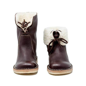 Lydiashoes Women Winter Vintage Boots Warm Unisex Lace-up Shoes