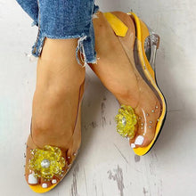 Load image into Gallery viewer, Lydiashoes Studded Flower Design Transparent Wedge Sandals