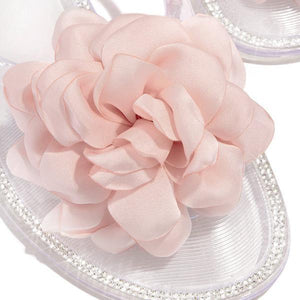 Lydiashoes Blossom Clear Thong Strap Embellished Outter Sole Slippers