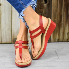 Load image into Gallery viewer, Lydiashoes Adjustable Buckle T-Strap Wedge Sandals
