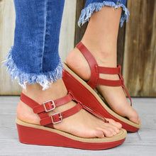 Load image into Gallery viewer, Lydiashoes Adjustable Buckle T-Strap Wedge Sandals