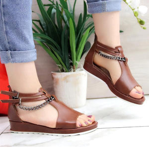 Lydiashoes Casual Cool Chain Wedge Heel Sandals