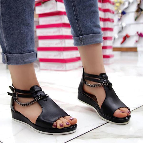 Lydiashoes Casual Cool Chain Wedge Heel Sandals