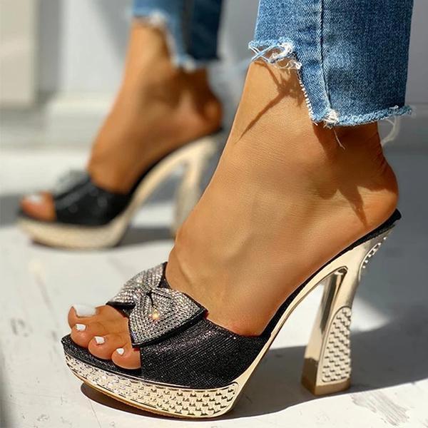 Lydiashoes Women Fashion Paillette Rhinestone Slip-on Sandals