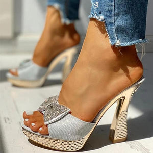 Lydiashoes Women Fashion Paillette Rhinestone Slip-on Sandals