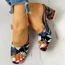 Load image into Gallery viewer, Lydiashoes Peep Toe Print Chunky Heeled Sandals