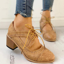 Load image into Gallery viewer, Lydiashoes Lace-Up Cut Out Chunky Heels