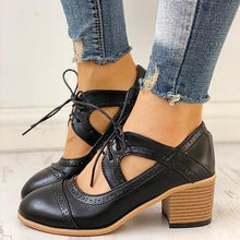 Load image into Gallery viewer, Lydiashoes Lace-Up Cut Out Chunky Heels